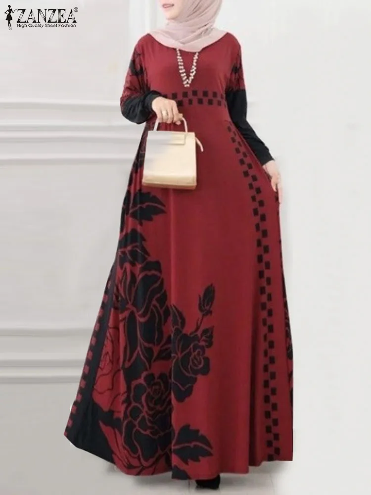 ZANZEA-Robe Hijab à Imprimé Floral pour Femme, Vêtement à lèvent, Élégant, à la Mode, Turquie, Eid Mubarek, Abaya, Collection Automne 2023