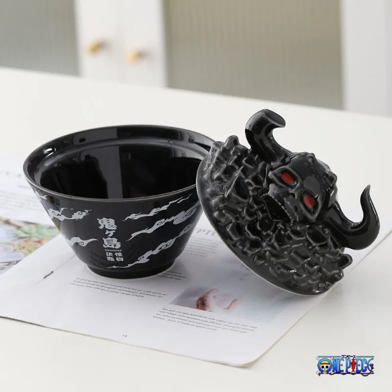 One Piece anime creative Onigashima Kaido ceramic instant noodle bowl household personalized anti-scalding large bowl with lid