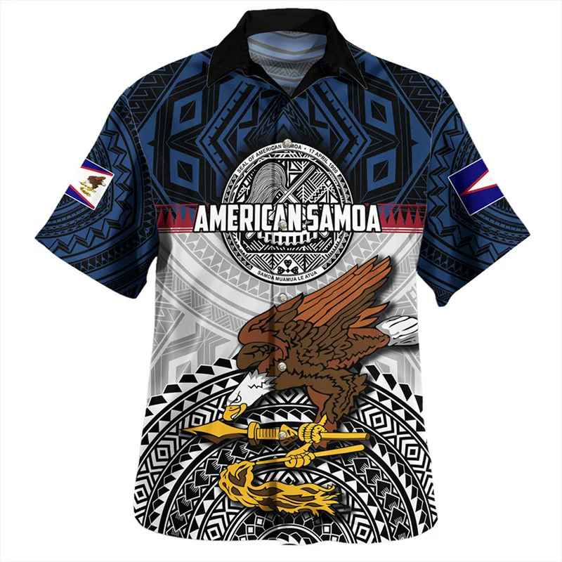 Summer Harajuku 3D Printed Polynesian Samoa Flag Shirts For Men Samoa Coat Of Arms Graphic Shirts & Blouses Fashion Women Shirts