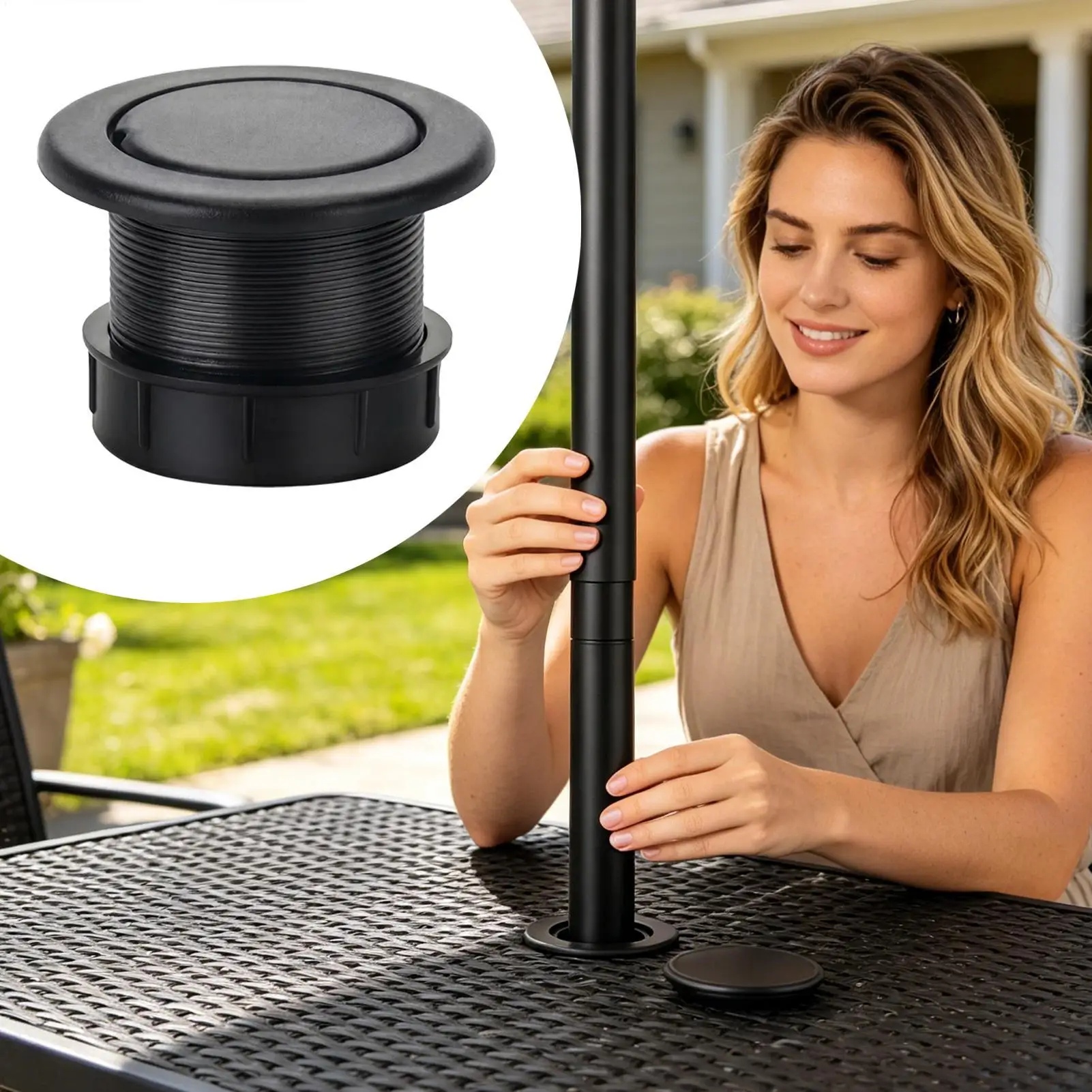 Table Umbrella Hole Ring Wind Resistant Heavy Duty Replacement Patio Table Umbrella Center Hole Ring For Outdoor Backyard Garden