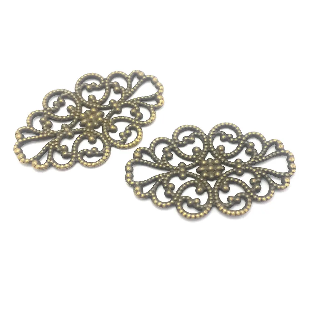 Brass Decorative Slice Spacers Flowers Shape Connector Charms Diy Jewelry Making Supplies Earrings Accessories for Women