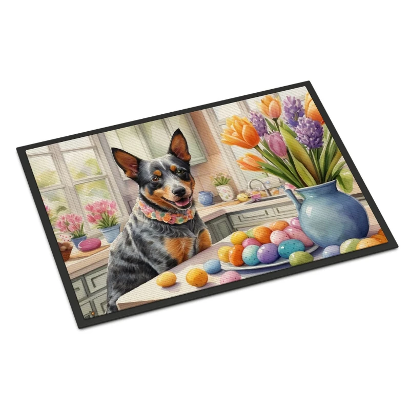 

New Easter Australian Cattle Dog Door Mat Indoor Outdoor - Non-Slip Durable Easy to Clean Washable Entry Rug Housewarming Gift