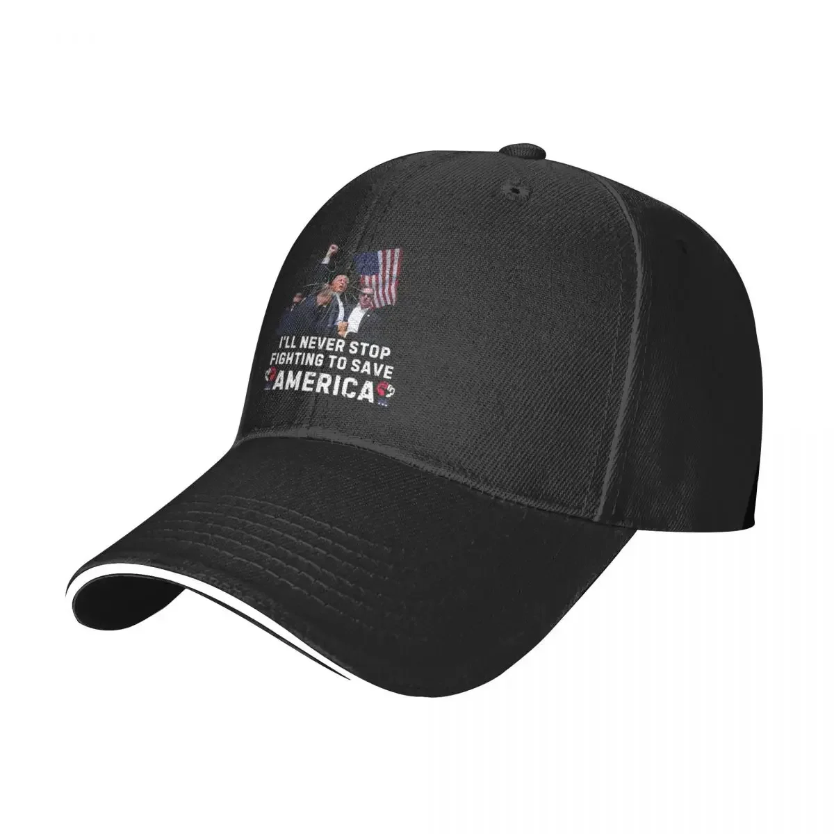 Trump Fight 2024 Shot Baseball Cap Retro Fight Assassination Attempt Sandwich Cap Unisex Adjustable Dad Hat Sport