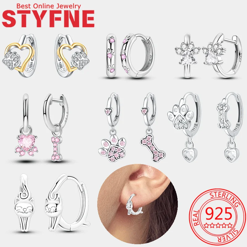 

Pet Paw Earring for Women 925 Sterling Silver Hoop Earring Jewelry Fashion Graduation Birthday Gifts for Girls Teen