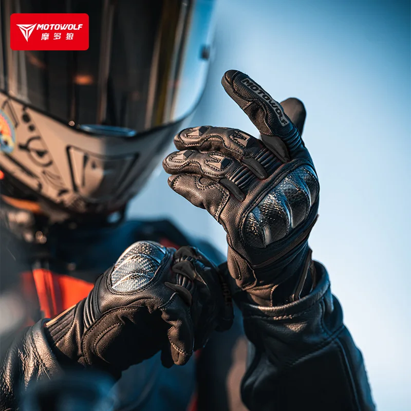 

Кожаные мотоциклетные перчатки с сенсорным экраном, противоскользящие мотоциклетные перчатки, мужские защитные экипировки для мотокросса, езды на велосипеде