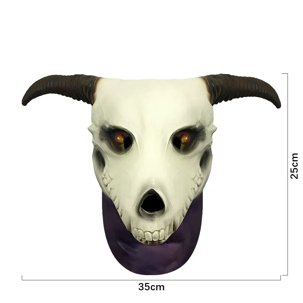 Erwachsenen-Vollgesichtsmaske Tier-Schädel Ziegenkopf-Maske Realistische Gruselige Kopfmaske für Maskenball Halloween-Party – Detail 5