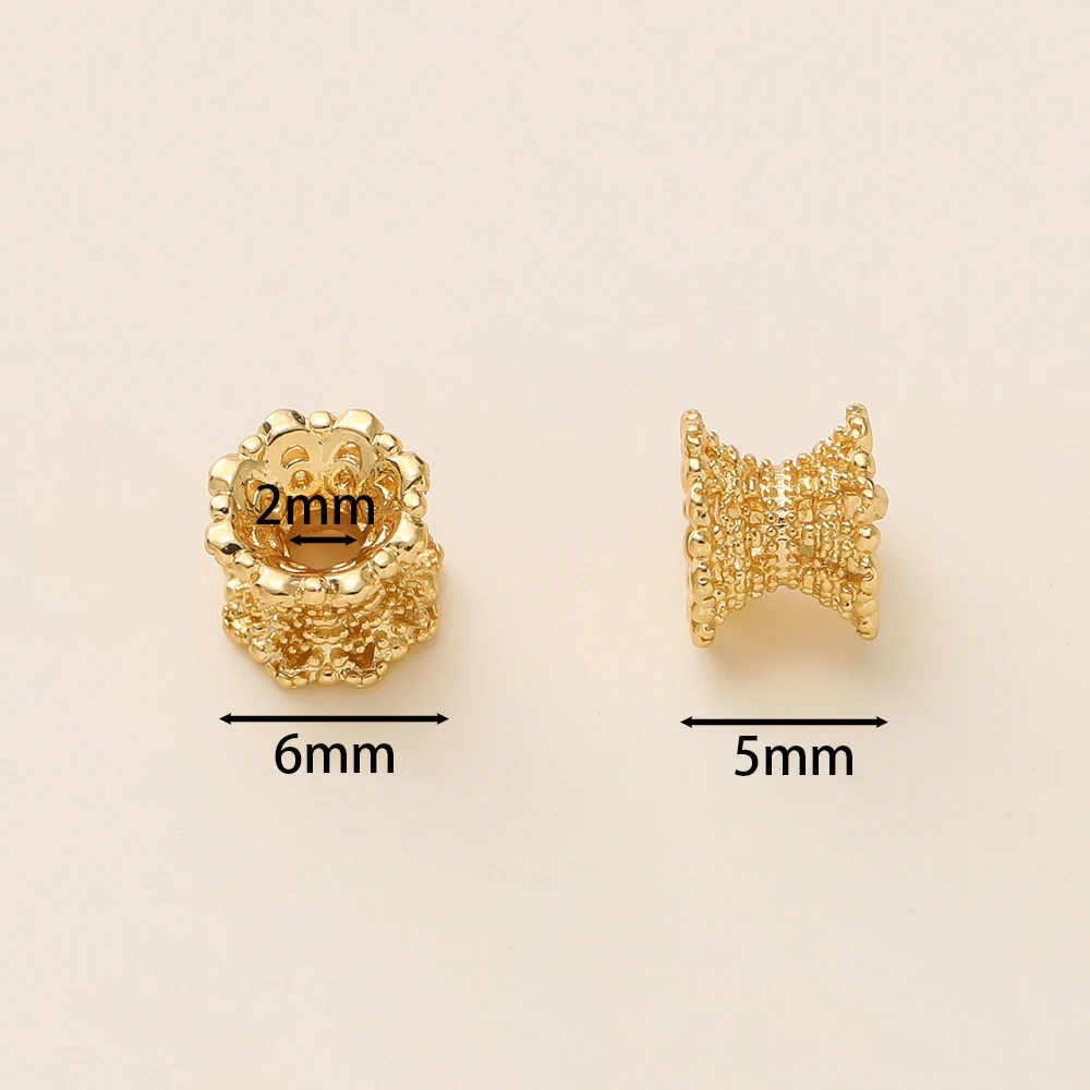 5/10Pcs/Lot 5*6mm 14/18K Gold Color Plated Hollow Flower Bead Caps for DIY Bracelets Necklace Jewelry Making Accessories
