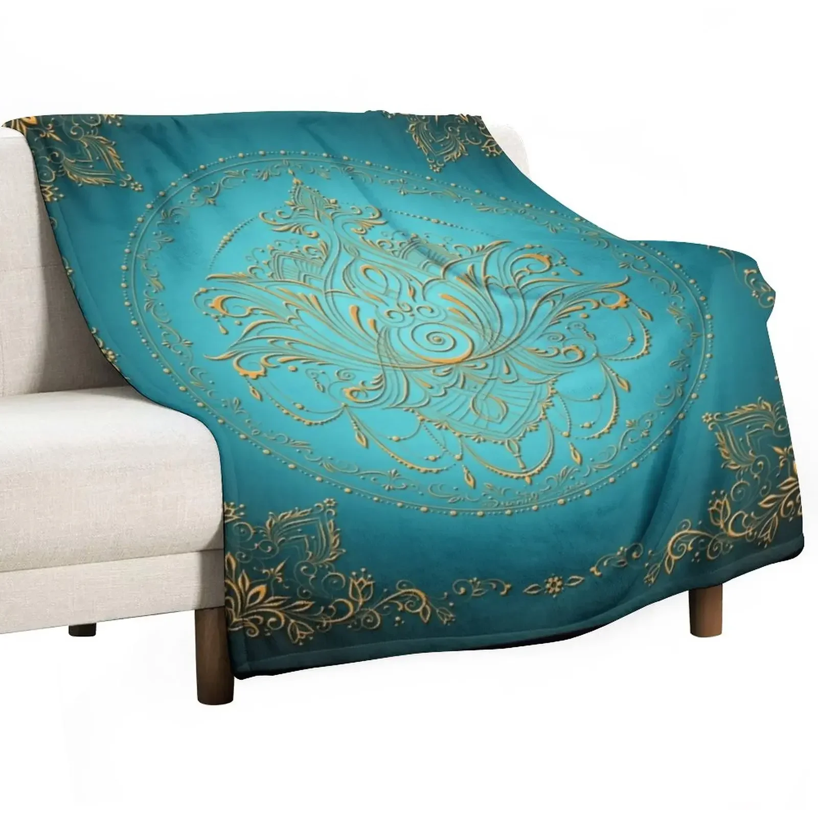 

Lotus Goddess in Teal Throw Blanket For Decorative Sofa Hairy Soft Beds Blankets