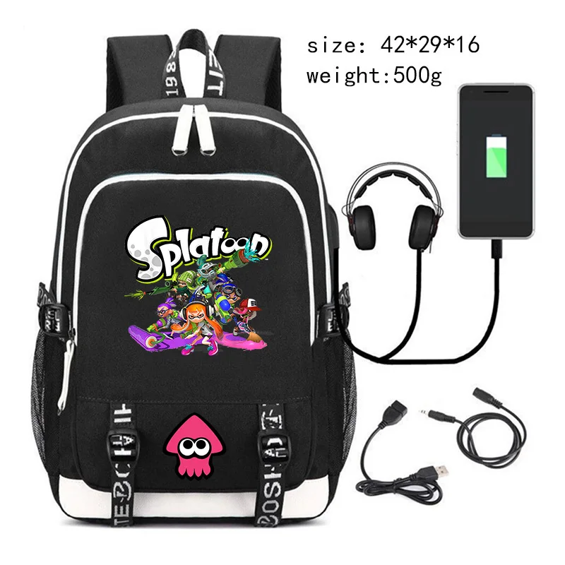 

Funny Splatoon Printed Backpack Student Large Capacity Canvas School Bag Travel Rucksack High Quality Schoolbag for Boys Girls
