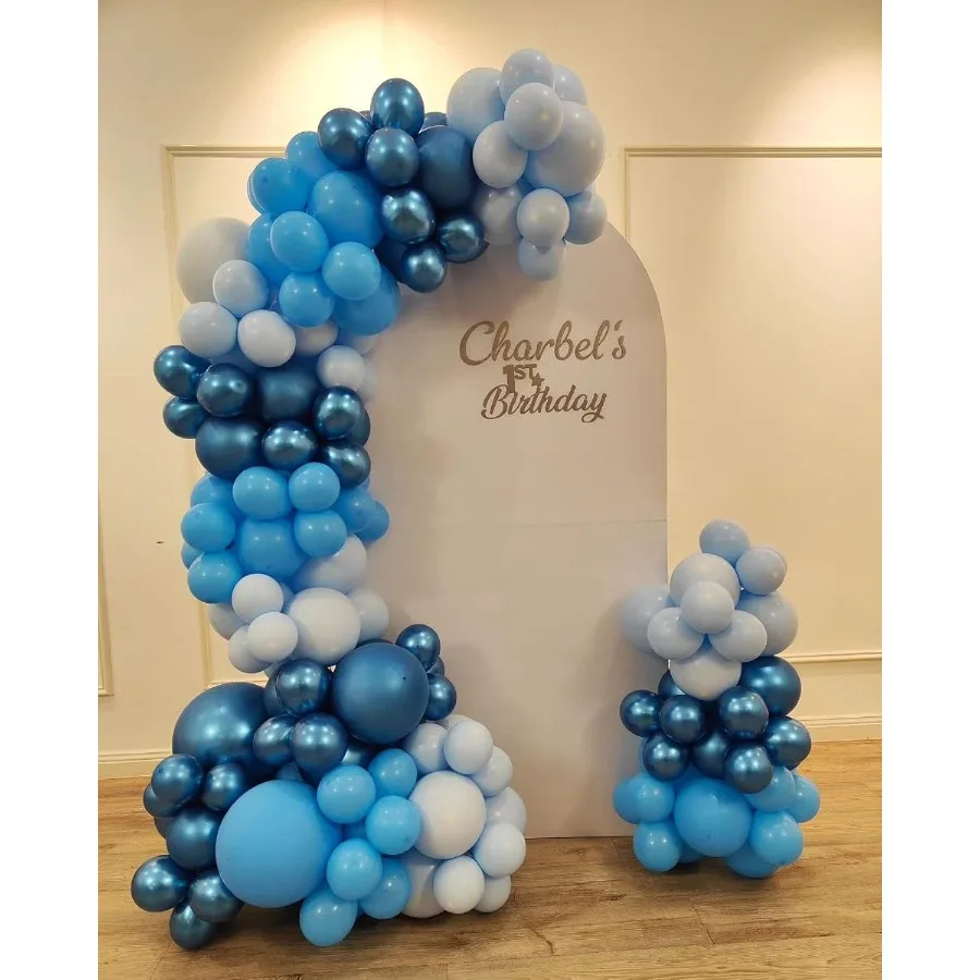 메탈릭 블루 풍선 80개 12인치 크롬 라이트 마카롱 무광 라텍스 및 컨페티 풍선 생일 웨딩 베이비 샤워 파티용