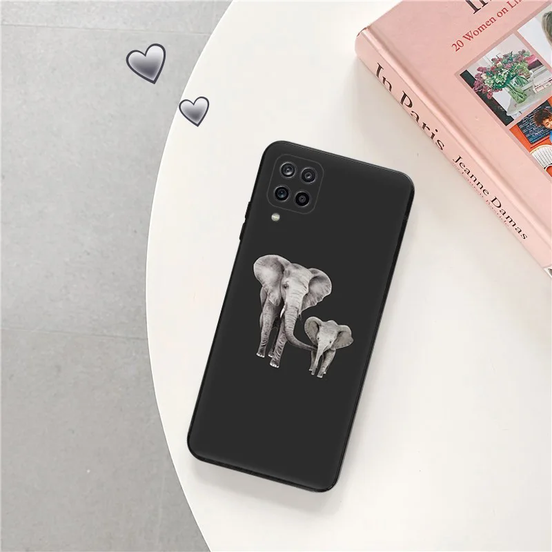 Phone Case for Samsung A31 A32 A33 A34 A51 A52 A53 A54 A71 A52S A72 A73 4G 5G Stars Cute Elephant Baby Shell Black Cases Cover