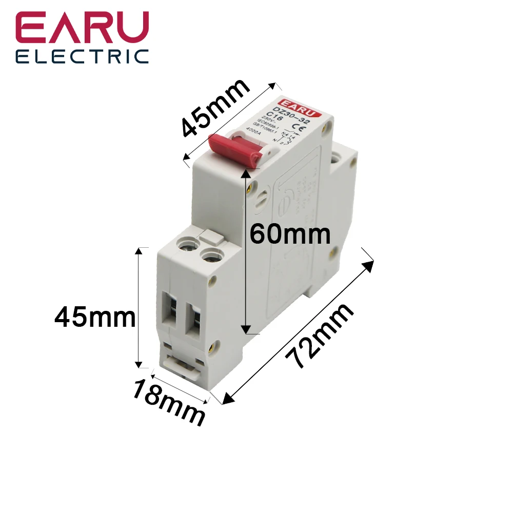 DZ30-32 DPN 1P+N Mini Circuit Breaker MCB 6A 10A 16A 20A 25A 32A Din Rail Mounting Cutout Miniature Household Air Switch OEM DIY