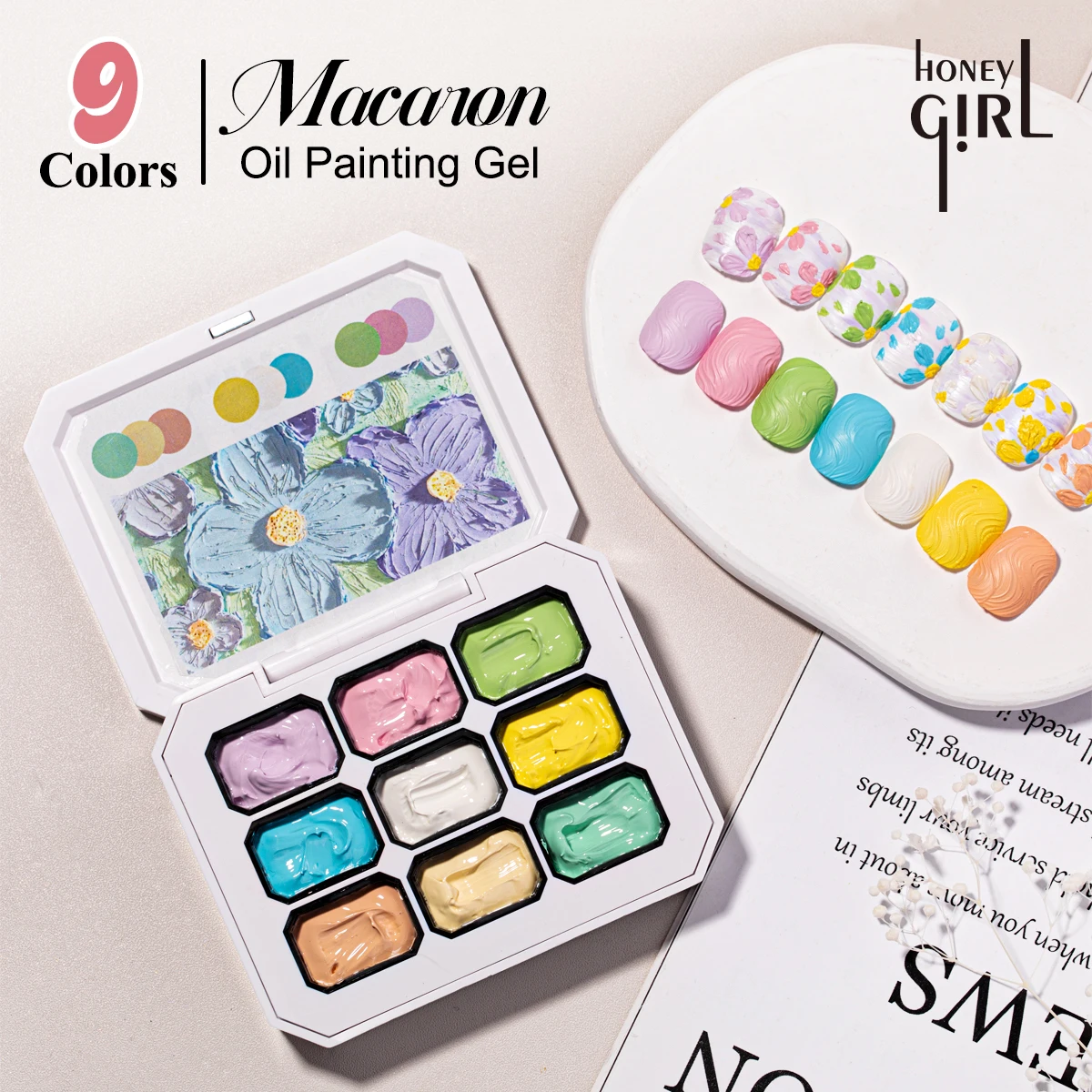 1pc 9-color Makaron solid nail polish popular color patting gel oil painting gel gradual color UV&LED gel nail art creation diy