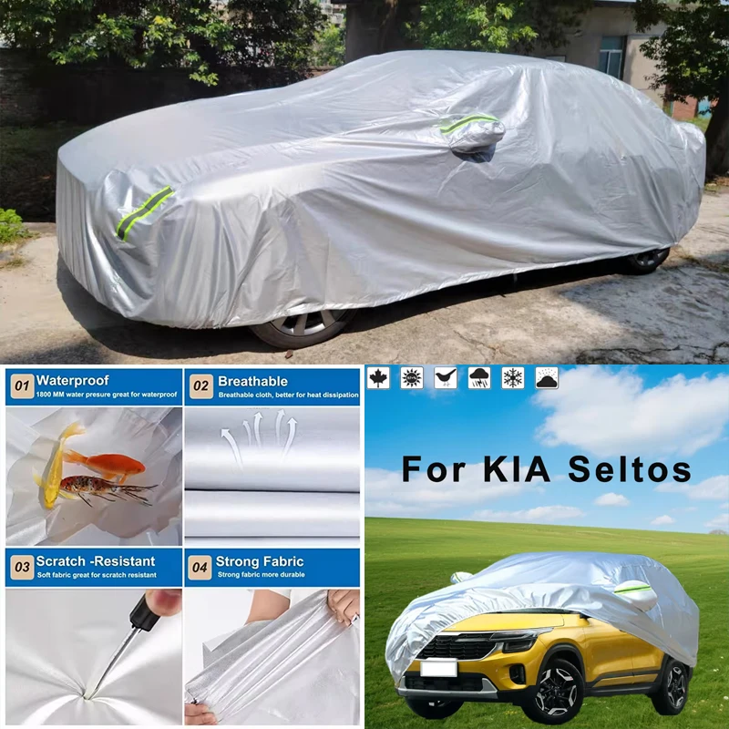 

All-Season Outdoor Protection Full Car Covers For KIA Seltos - Dustproof Snowproof Waterproof Sunshade Oxford Fabric