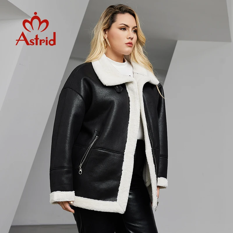 Astrid Damesjack Winter 2023 Plus Size Donsjassen Geïntegreerd Verdikte Fleece Pluche Bontjas Dames Parka Dameskleding