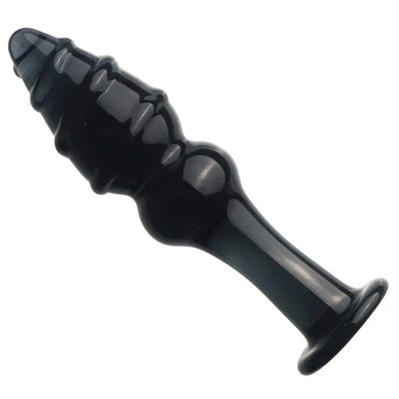 Czarna szklana spiralna wtyczka analna dla par Erotyczna szklana wtyczka do butów Kobieta Mężczyźni Seks zabawki dla dorosłych Dylator analny G Spot Anus Ass Plug