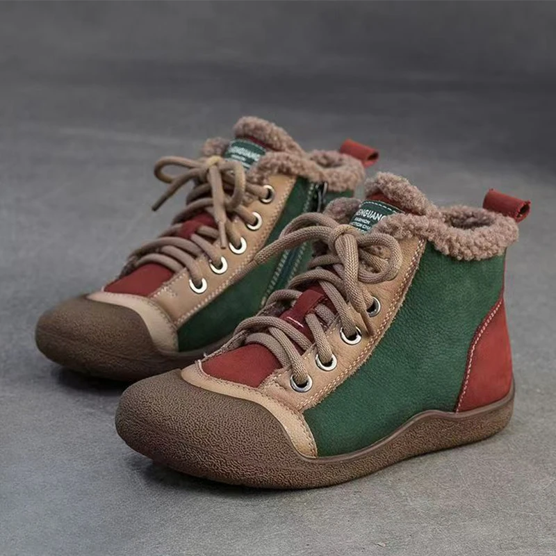 

Женские хлопковые туфли на плоской подошве, модные повседневные зимние ботильоны на меху, 2024, дизайнерские спортивные женские ботинки, новые удобные теплые Mujer De Zapatos