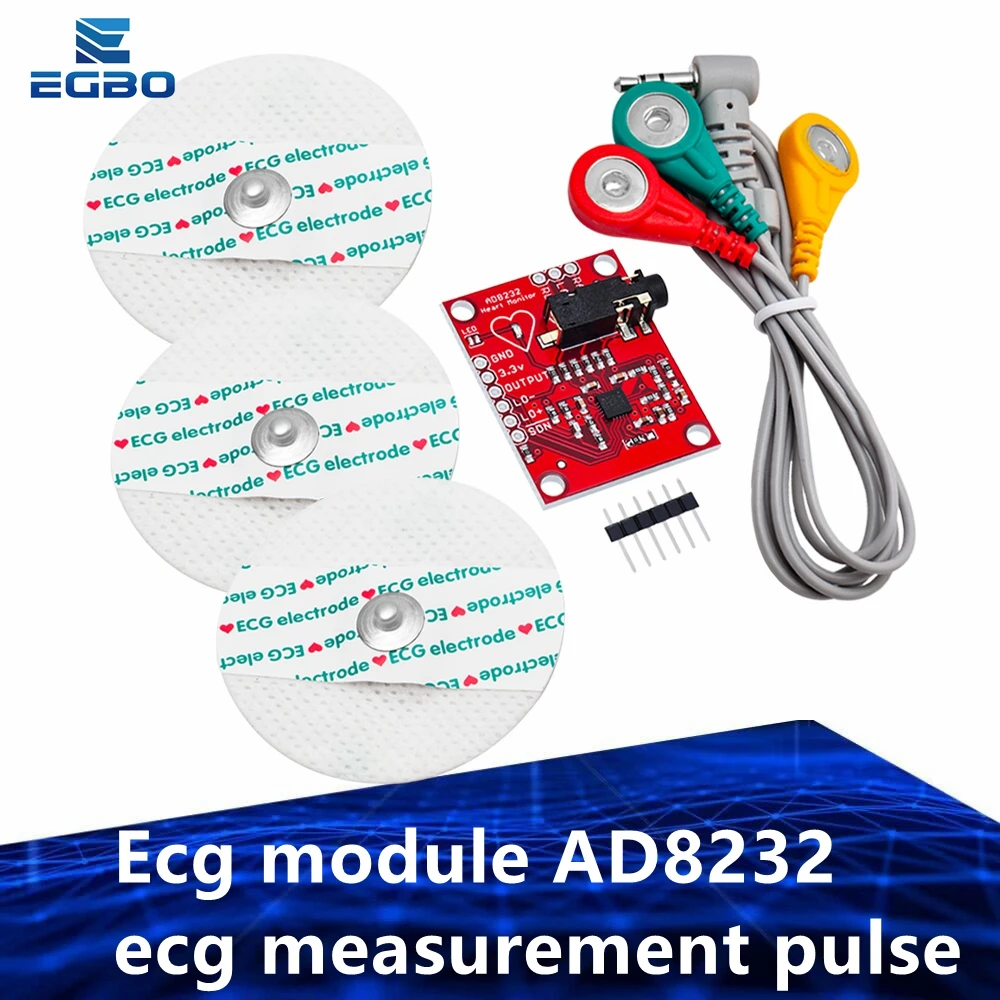 ECG sensor module kit for Arduino, ECG measurement, pulse, heart, ECG monitoring EGBO