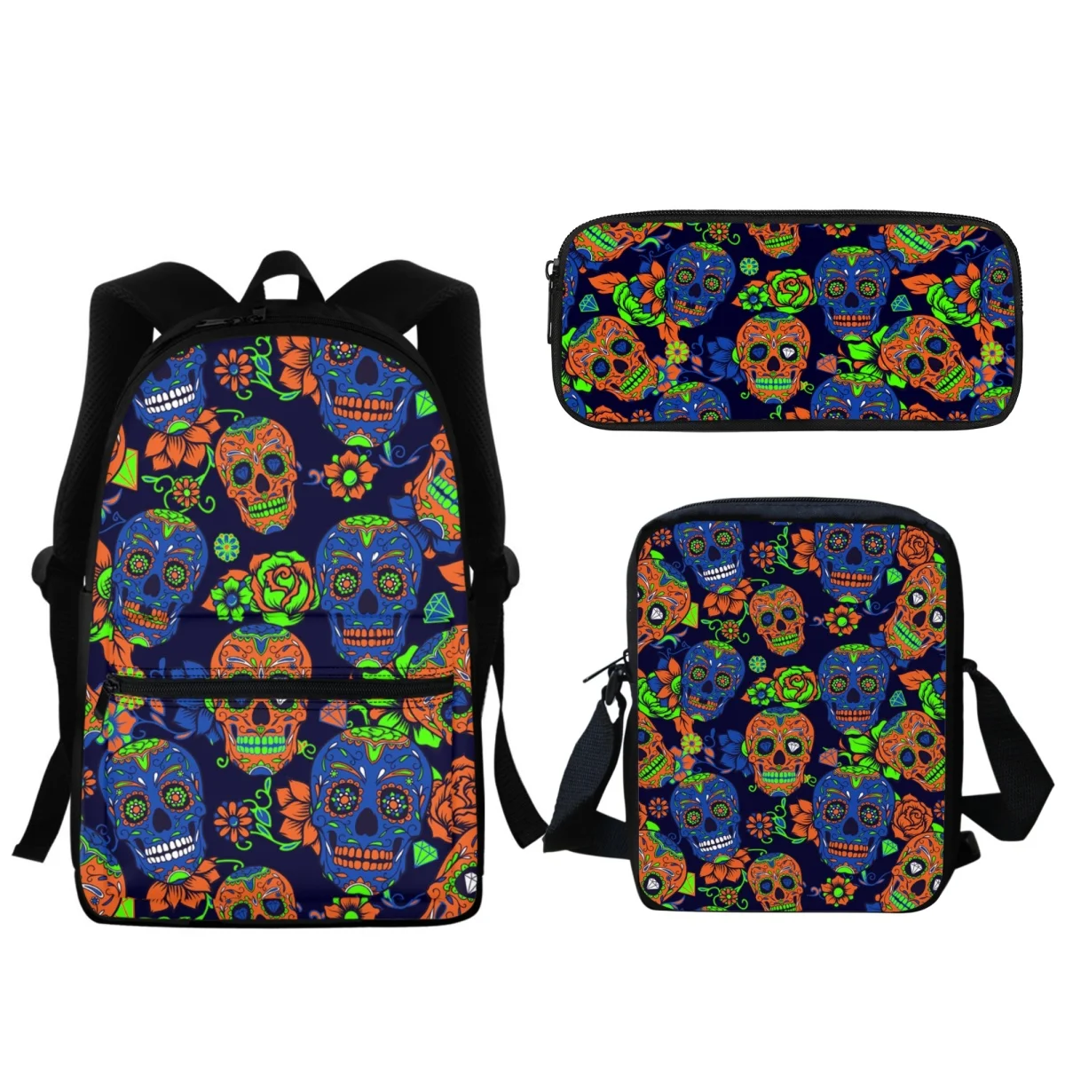 Sugar Skull Flower Pattern School Bags for Girls Fashion Teenagers Backpacks Scary Halloween Gift Bookbag Small Satchel Learning