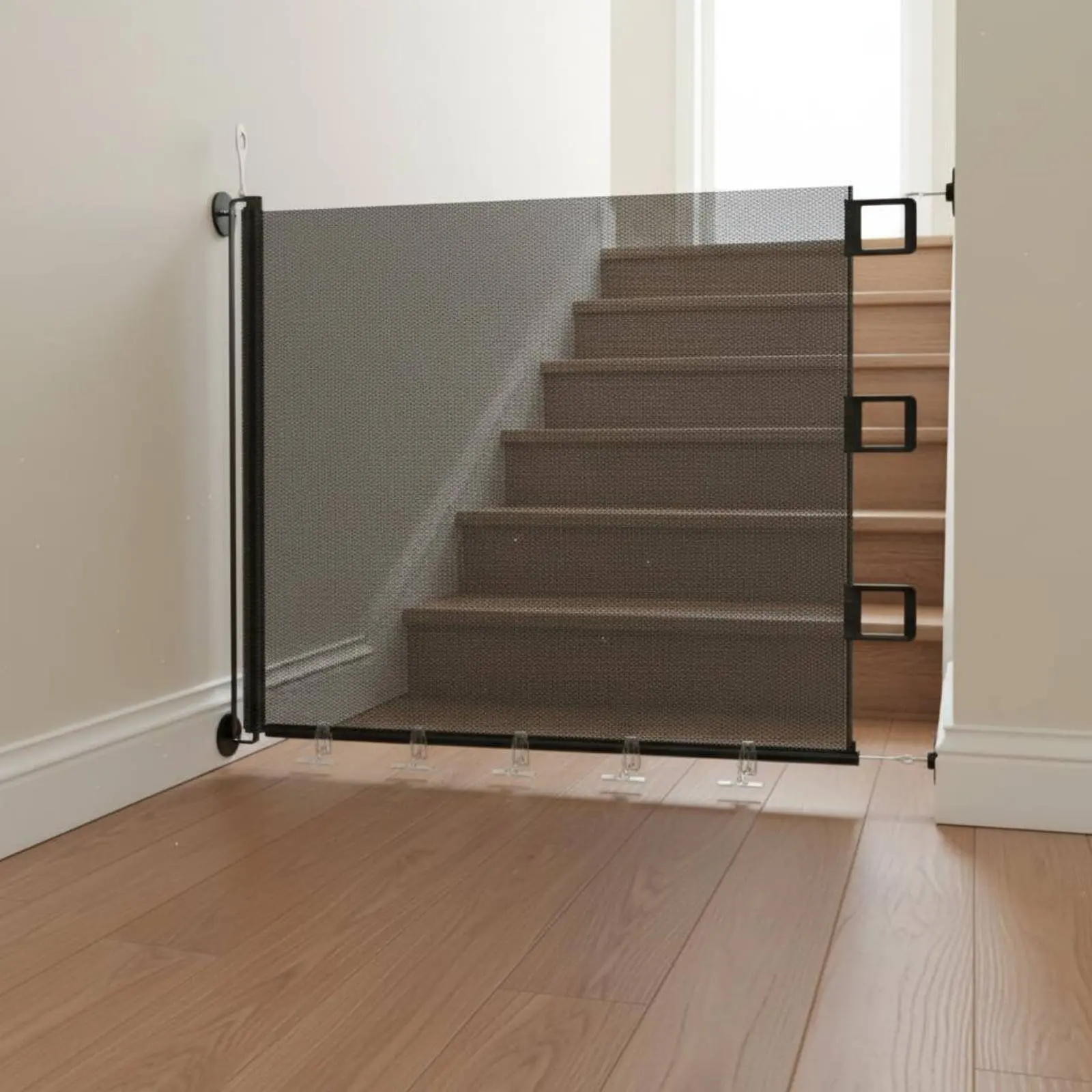 Barrera Retráctil para Mascotas, Malla Anti-Escalada, Barrera de Seguridad para Interiores y Exteriores, Apertura Amplia para Pasillos
