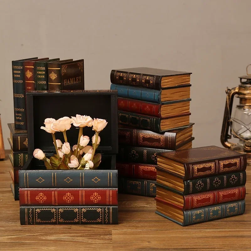 Retro European Decorative Book Storage Box Book Model Decorative Props Book Insurance Box Fake Book Simulation Book Decoration