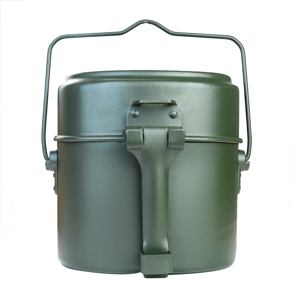 Portable Alloy Pot and Bowl Lunch Box Set Lightweight Durable Camping Kitchen Outdoor Cooking Picnic Hiking Army Use Tableware