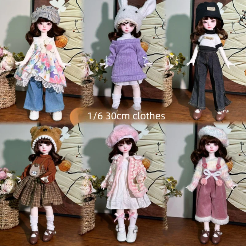 Süßes süßes Kleid im Lolita-Stil für 30 cm große 1/6 BJD Fat Body Dolls Babypuppenkleidung Outfit Puppenhauszubehör DIY Spielzeug Mädchen Geschenke