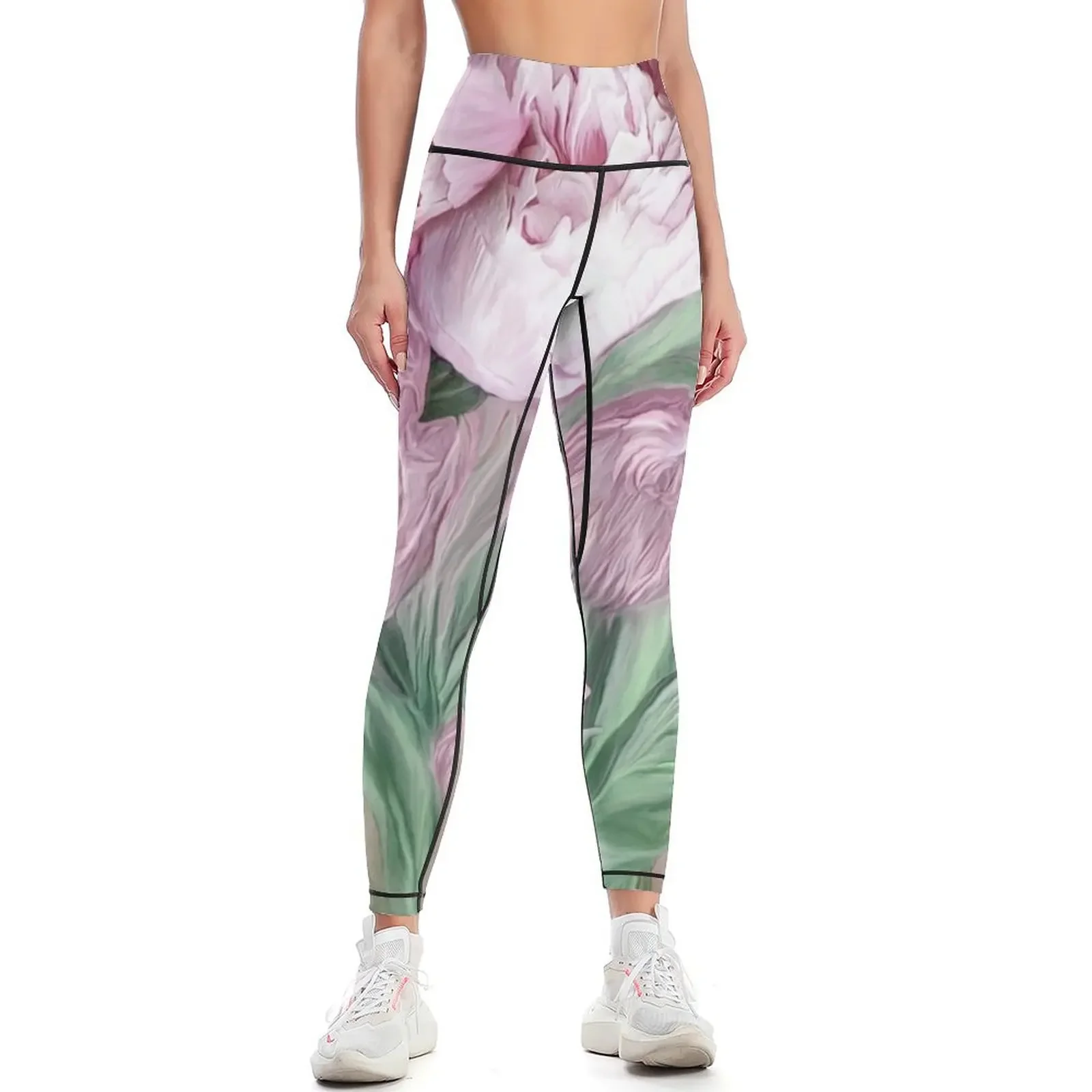 

Pink Peonies In Peony Vase Leggings Legging sport legging push up push up fitness Sportswear woman gym Womens Leggings