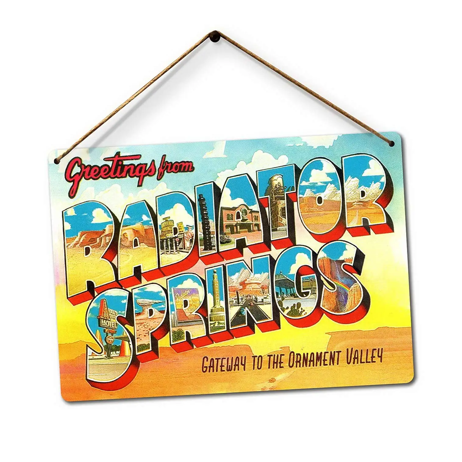 Sylty 8X12 Inches Radiator Springs Twine - Metal Wall Sign Plaque Art Inspirational