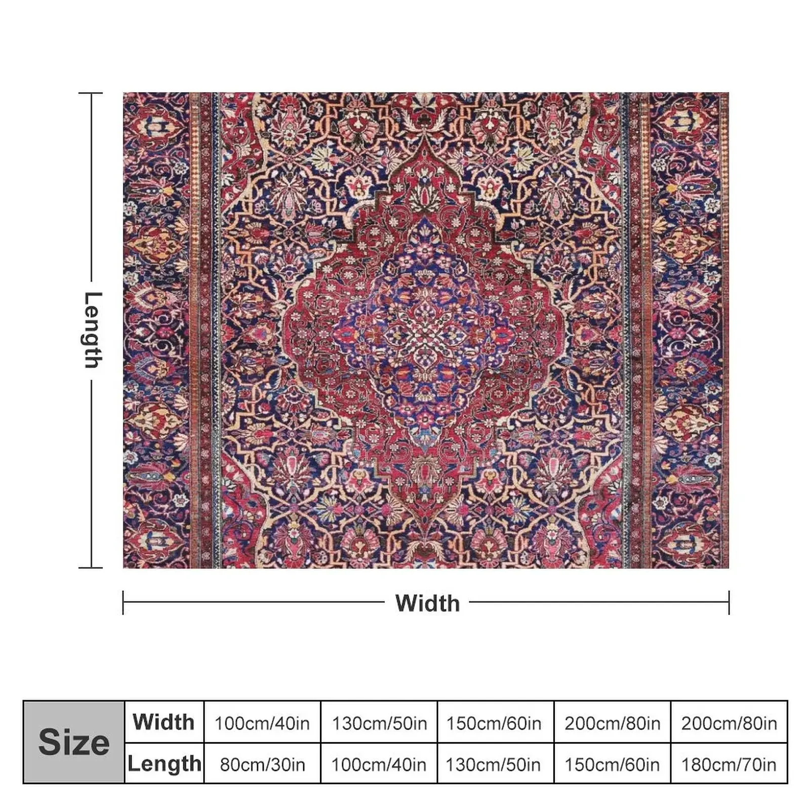 Kashan Central Persian Silk Rug Print Throw Blanket For Sofa Thin Loose anime Soft Plaid Blankets