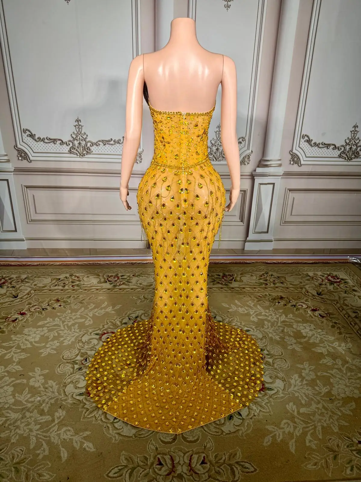 ZD 2025 ใหม่มาถึงผู้หญิงเซ็กซี่Backless Hollow Diamondชุดราตรีชุดราตรีหรูหราฉลองวันเกิดตรงสําหรับชีฟอง