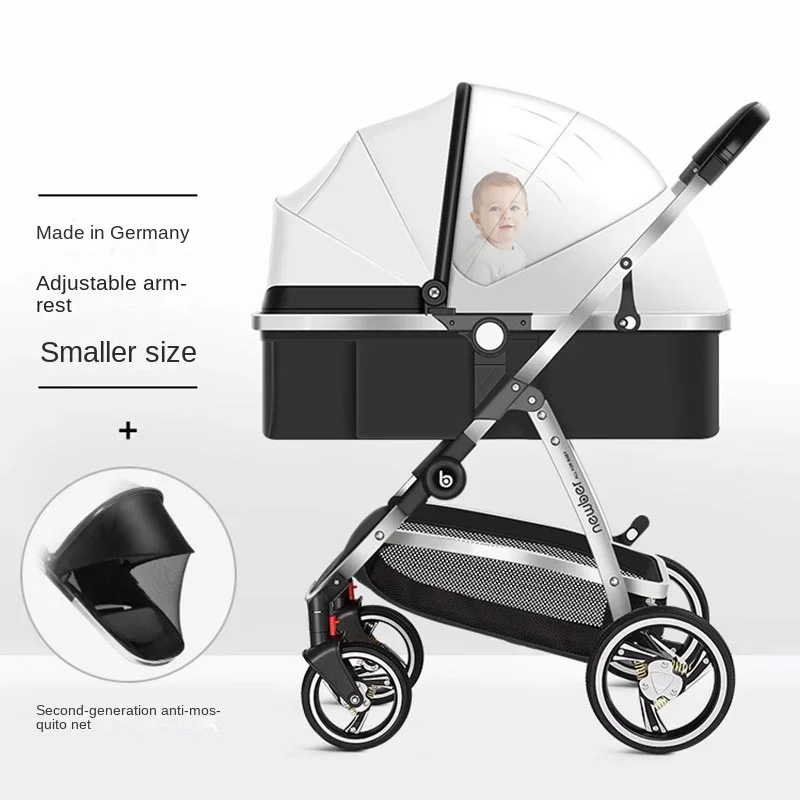 Four Wheel Baby Stroller Newborn Baby Two-way Swivel Seat Lightweight Folding Travel Stroller High Landscape Adjustable Stroller