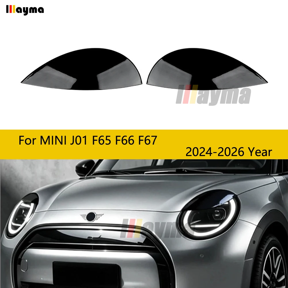 Gloss Black ABS Headlight Eyebrow for New Mini Cooper J01 F66 F65 F67 2024 - 2026 Front Lamp Decor Trim Exterior Car Accessories