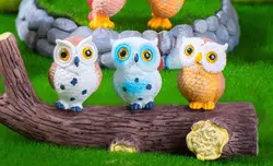 3pcs/set Glasses Owl Resin Fairy Garden Miniature Decoration Pastoral Cartoon Animal Owl Miniature Garden Home Decoration