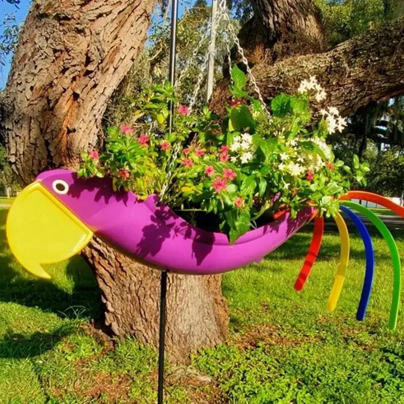 

Metal Flower Pot Exquisite Shape Colorful Flower Pot Hanging Planter Garden Decorative Flower Pots