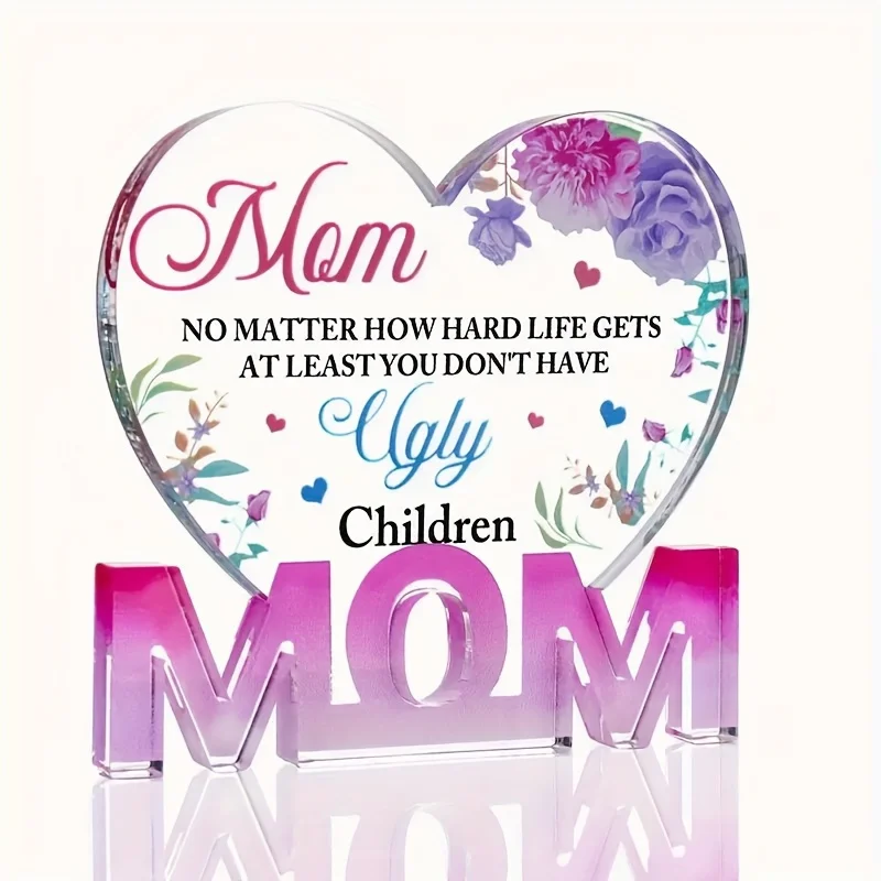 1pc, Mom Gift Birthday Gifts For Mom From Daughters Sons Meaningful Gifts For Mother Acrylic Heart Sign For Mom Mother's Day