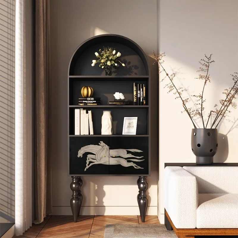 Household solid wood children's bookshelf floor-to-ceiling, bedside bookcase, locker integrated against the wall