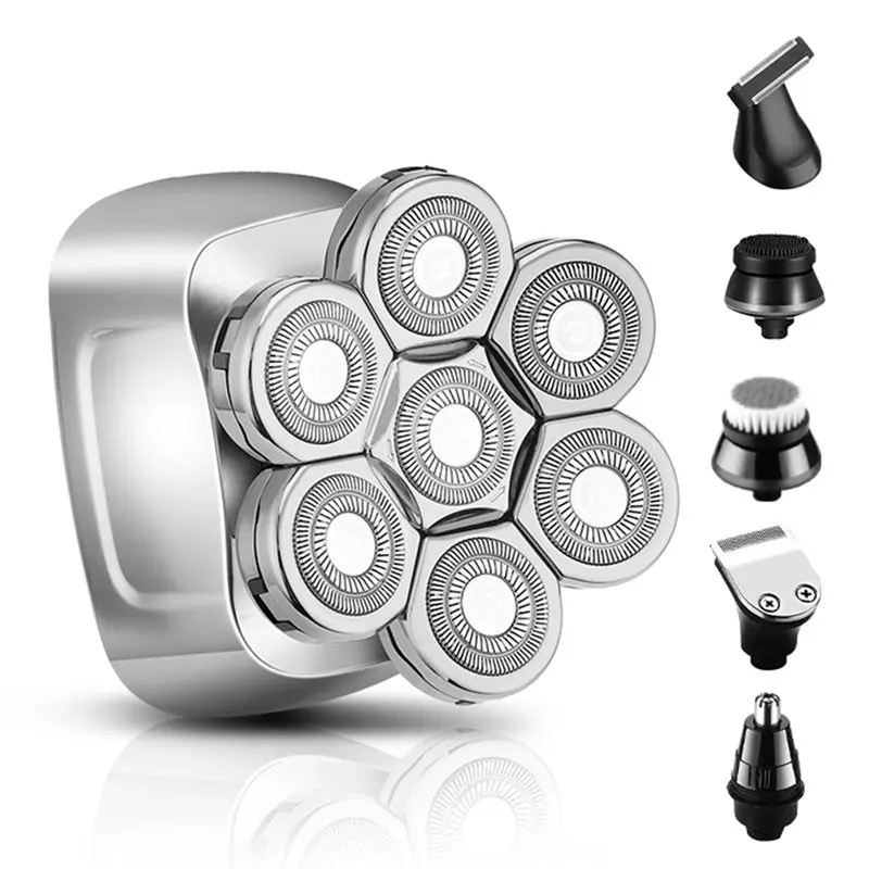 

A66Z Shaver For Bald Men Rechargeable 7-Blade Wireless Charging Multi-Function Shave And Hair Clipper Head