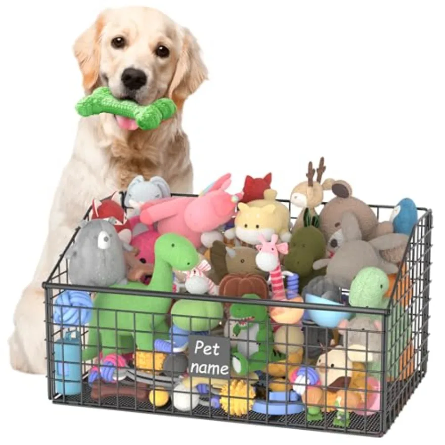 

Indestructible Dog Toy basket, Large Toy Bin for Dogs, Pet Toy Bin Dog Metal Basket Organizer Storage for Toys Food Storage
