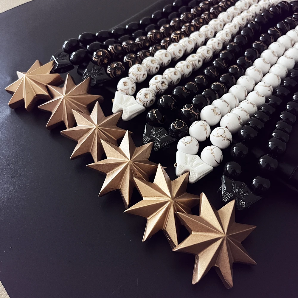 

GS51 Resin Decoration Octagram DIY Religious Belief 3D Three-Dimensional Perforated Car Pendants Necklace Accessories Ornament