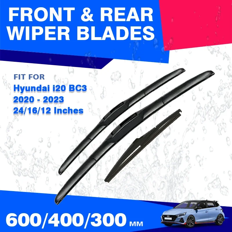 Front Rear Wiper Blades For Hyundai i20 BC3 2020 2021 2022 2023 N Line Windshield Windscreen Window Delete Kit Back Accessories