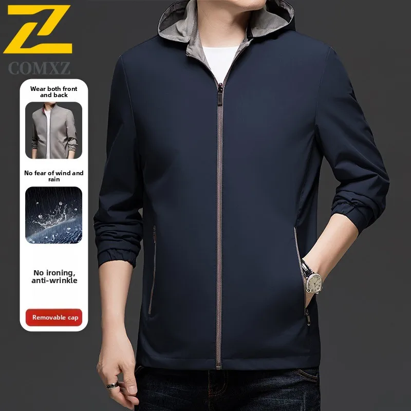 سترة عمل بغطاء للرأس خفيفة الوزن للرجال من EIAO - معطف عمال مقاوم للماء ومقاوم للرياح مع نظام متعدد الجيوب للرياضات الخارجية الحضرية #2