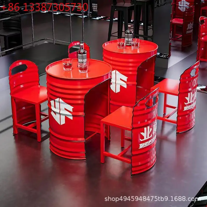 LIndustrial style milk tea shop table and chair combination Commercial street bar Clear bar Dining table and chairs bar table