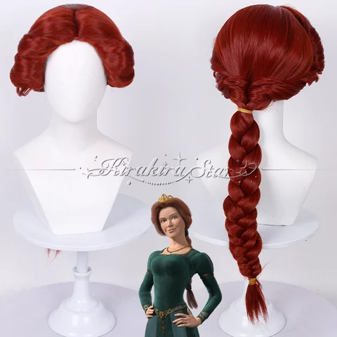 Cartoon Princess Fiona Cosplay Wig Human Form Fiona Cosplay Wig Red Long Hair Hallowmas Party Adult Women
