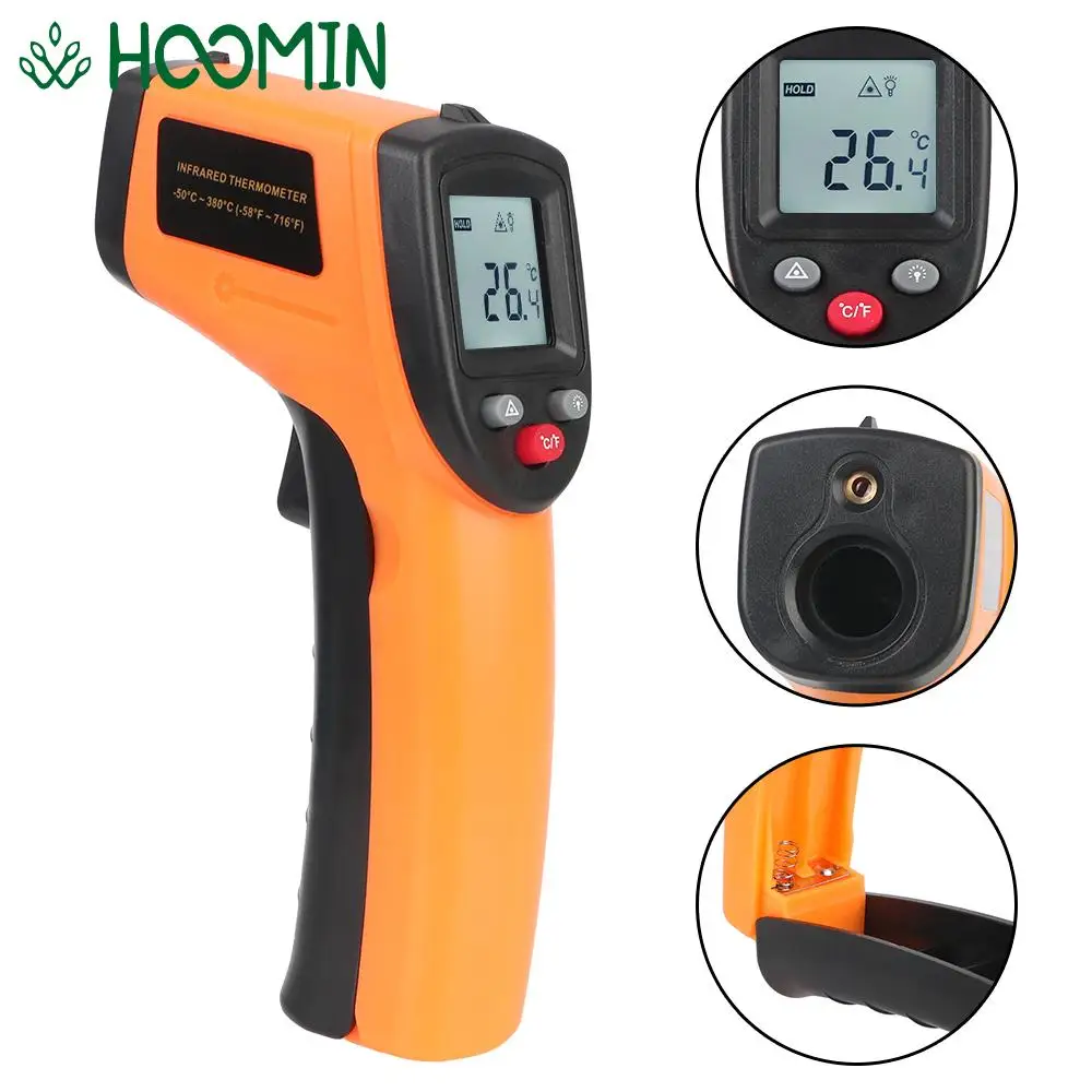 Non Contact -50~380°C Point Gun 40% Industrial Infrared Pyrometer C/F Infrared Thermometer Laser Temperature Meter Gun GM320