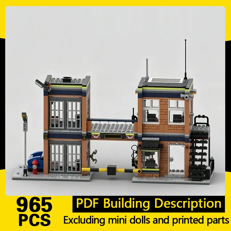 City Street View Model MOC Building Bricks Police Command Center Modular Technology Gifts Holiday Assemble Children Toys Suit