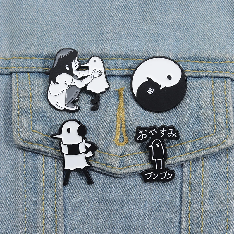 Cartoon Oyasumi Punpun Enamel Pins Cute Animal Brooches Good Night Punpun Cute Lapel Badge Wholesale Brooch Jewelry Accessories
