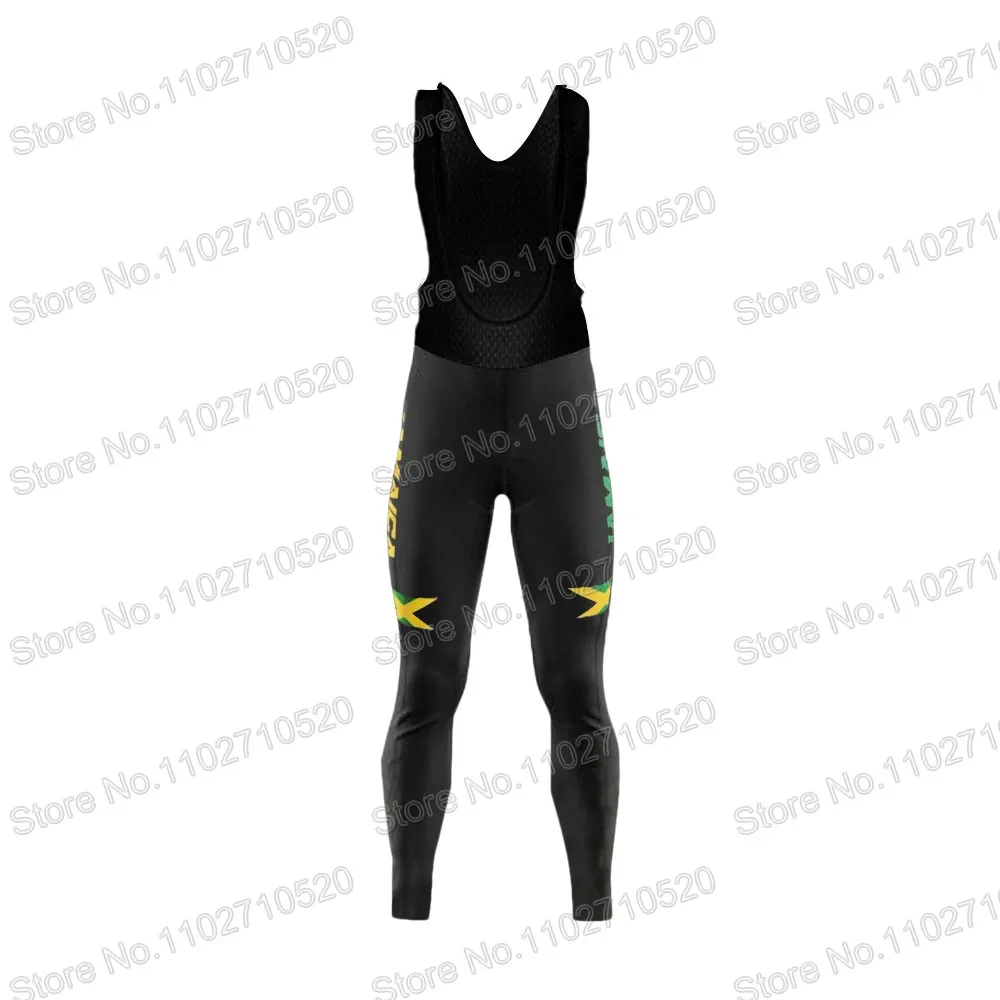 Team JAMAICA Cycling Jersey 2023 Set Long Sleeve Retro Green Long Sleeve Vintage Clothing Road Race Bike Jacket Suit MTB Maillot