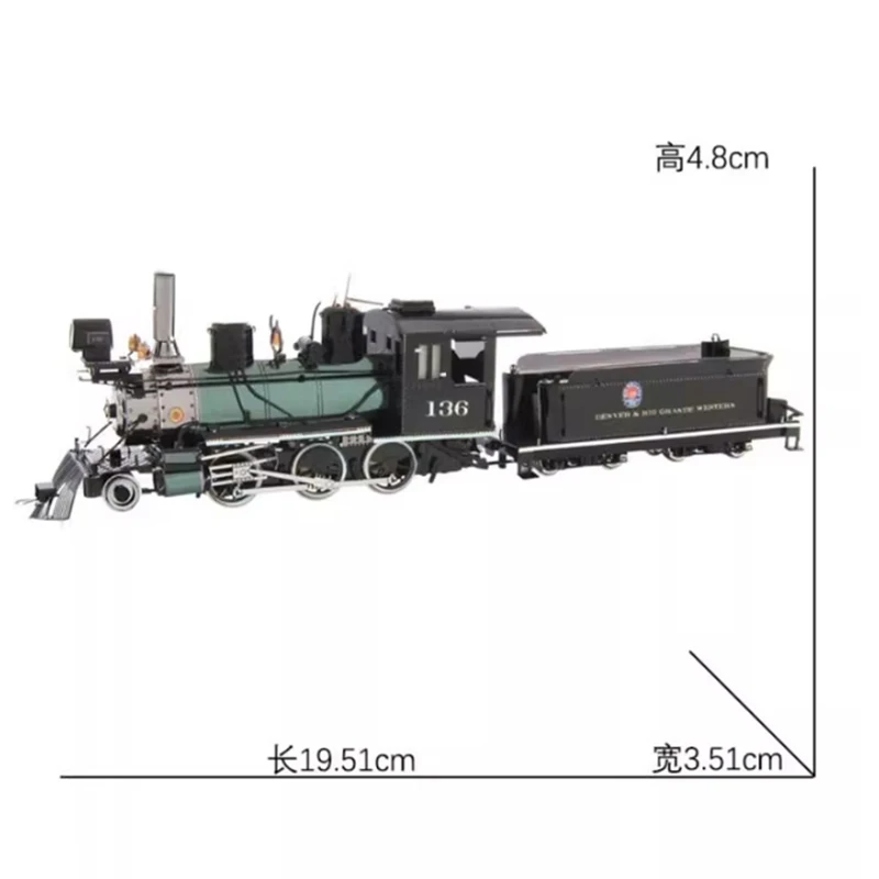 Diecast 19cm long Metal hand diy 3D assembly model New Handmade Mine Forest Locomotive Adult Decoration Gift Static Display