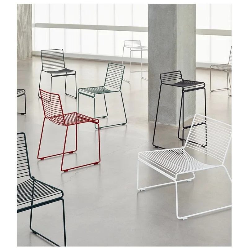 Nordic Stackable Chairs - Simple Outdoor Restaurant and Cafe Chairs, Creative Metal Furniture with Solid Iron Structure